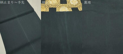 平和屋着物●六通柄袋帯　作家物　幾何学文　黒地　金銀糸　正絹　逸品　CABI7303dy