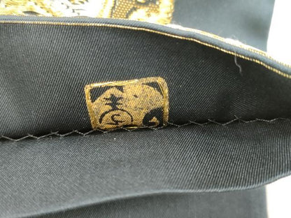 平和屋着物●六通柄袋帯　作家物　幾何学文　黒地　金銀糸　正絹　逸品　CABI7303dy