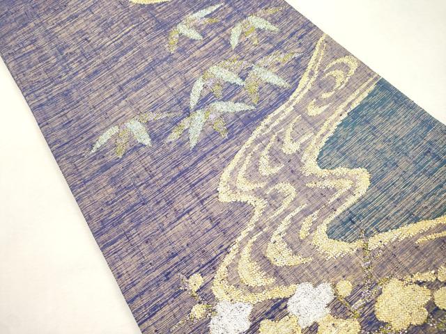 平和屋着物●六通柄袋帯　流水草花文　金糸　正絹　逸品　CABI7304dy