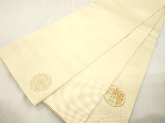 平和屋着物●六通柄袋帯　幾何学花丸文　金糸　正絹　逸品　CABI7306dy