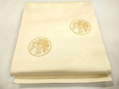 平和屋着物●六通柄袋帯　幾何学花丸文　金糸　正絹　逸品　CABI7306dy