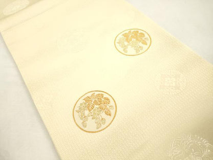 平和屋着物●六通柄袋帯　幾何学花丸文　金糸　正絹　逸品　CABI7306dy