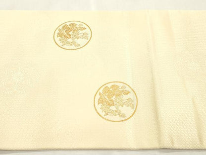平和屋着物●六通柄袋帯　幾何学花丸文　金糸　正絹　逸品　CABI7306dy