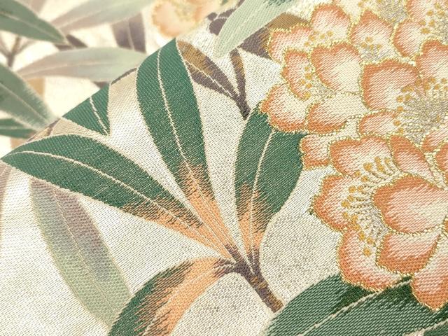 平和屋着物●六通柄袋帯　作家物　草花文　金糸　正絹　逸品　CABI7309dy