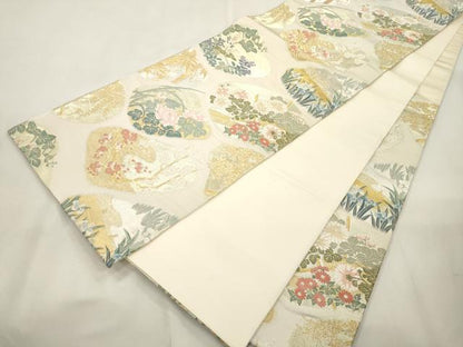 平和屋着物●六通柄袋帯　唐織　創作　笹岡秀水　琳派写　金銀糸　正絹　逸品　CABI7310dy