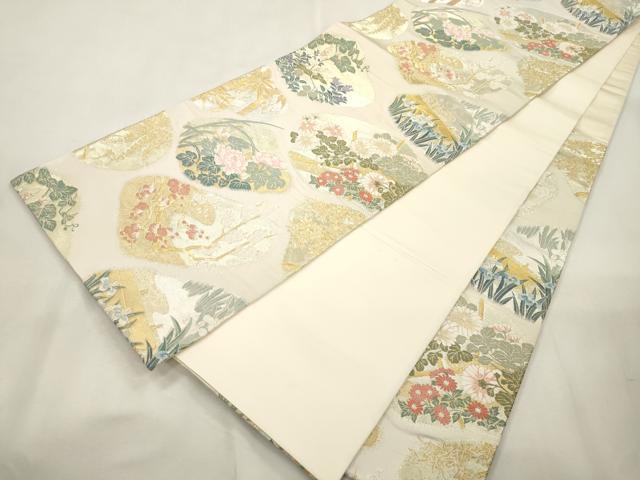 平和屋着物●六通柄袋帯　唐織　創作　笹岡秀水　琳派写　金銀糸　正絹　逸品　CABI7310dy
