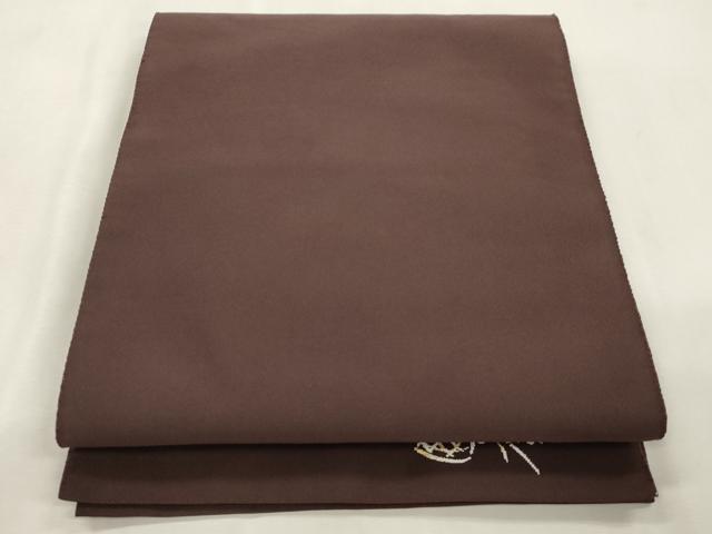 平和屋着物●爪掻き本綴れ　八寸名古屋帯　赤墨色　正絹　逸品　CABI7311dy