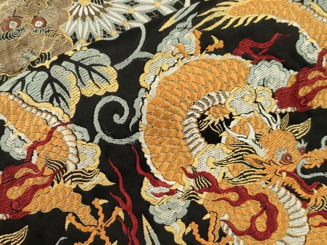 平和屋着物●アンティーク　大正ロマン　全通柄九寸名古屋帯　竜　唐獅子　金糸　正絹　逸品　CABI7315dy