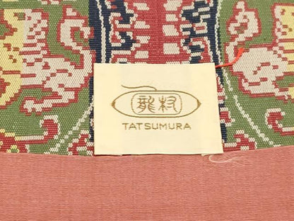 平和屋着物●龍村美術織物 　九寸開き名古屋帯　円文白虎朱雀錦　正絹　逸品　CABI7320dy