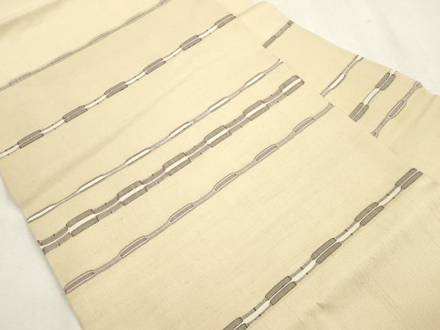 平和屋着物●九寸名古屋帯　紬地　めがね織　正絹　逸品　CABI7331dy