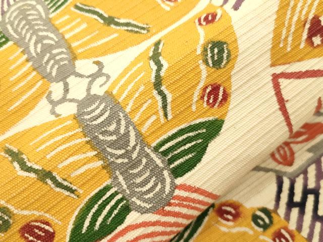 平和屋着物●八寸名古屋帯　型染め　花蝶文　綿　CABI7332dy