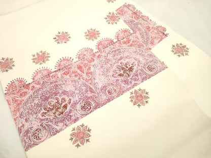 平和屋着物●塩瀬　九寸名古屋帯　更紗花文　金彩　正絹　逸品　CABI7335dy