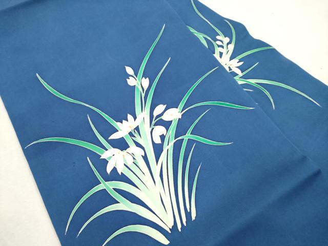 平和屋着物●塩瀬　九寸名古屋帯　友禅　草花文　正絹　逸品　CABI7338dy