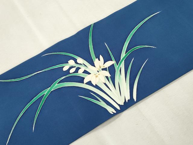 平和屋着物●塩瀬　九寸名古屋帯　友禅　草花文　正絹　逸品　CABI7338dy