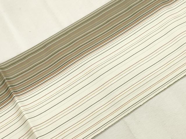 平和屋着物●本場筑前博多織　八寸名古屋帯　縞　正絹　逸品　CABI7340dy