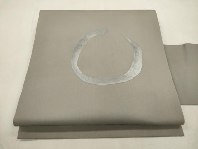 平和屋着物●塩瀬　九寸名古屋帯　総刺繍　丸文　正絹　逸品　CABI7342dy