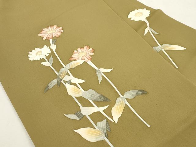 平和屋着物●華道家　楠目ちづ　塩瀬　九寸名古屋帯　草花文　正絹　逸品　CABI7347dy