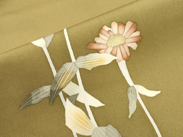 平和屋着物●華道家　楠目ちづ　塩瀬　九寸名古屋帯　草花文　正絹　逸品　CABI7347dy