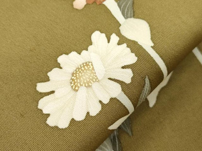 平和屋着物●華道家　楠目ちづ　塩瀬　九寸名古屋帯　草花文　正絹　逸品　CABI7347dy