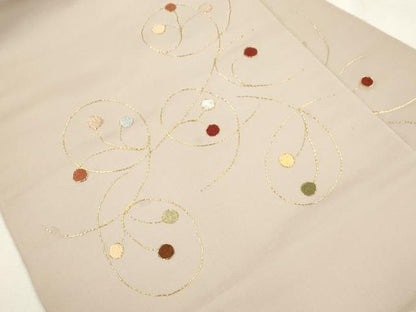 平和屋着物●九寸名古屋帯　駒刺繍　枝花文　正絹　逸品　CABI7348dy
