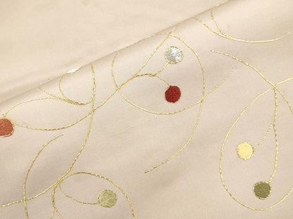 平和屋着物●九寸名古屋帯　駒刺繍　枝花文　正絹　逸品　CABI7348dy