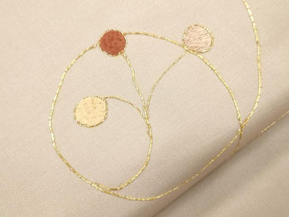 平和屋着物●九寸名古屋帯　駒刺繍　枝花文　正絹　逸品　CABI7348dy