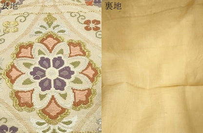 平和屋着物●アンティーク　大正ロマン　九寸名古屋帯　七宝花文　金銀糸　正絹　逸品　CABI7350dy