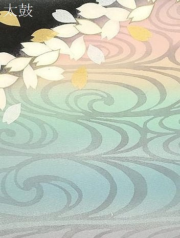 平和屋着物●塩瀬　九寸名古屋帯　流水舞桜文　黒地　金銀彩　正絹　逸品　CABI7351dy