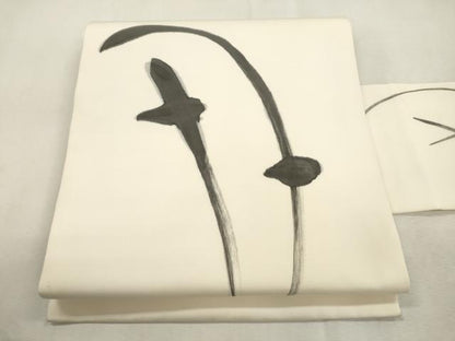 平和屋着物●塩瀬　九寸名古屋帯　作家物　手描き　抽象文　正絹　逸品　CABI7358dy