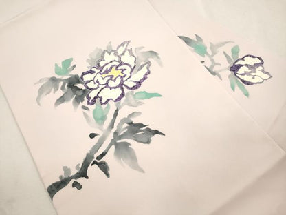 平和屋着物●塩瀬　九寸名古屋帯　作家物　手描き　枝花文　正絹　逸品　CABI7360dy