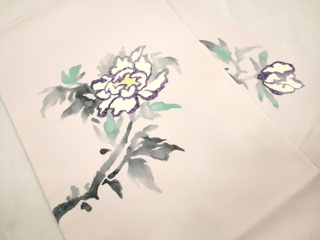 平和屋着物●塩瀬　九寸名古屋帯　作家物　手描き　枝花文　正絹　逸品　CABI7360dy
