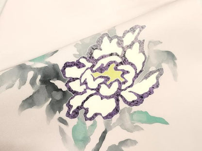 平和屋着物●塩瀬　九寸名古屋帯　作家物　手描き　枝花文　正絹　逸品　CABI7360dy