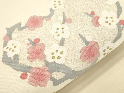 平和屋着物●爪掻き本綴れ　八寸名古屋帯　菱草花文　正絹　逸品　未使用　CABI7363dy