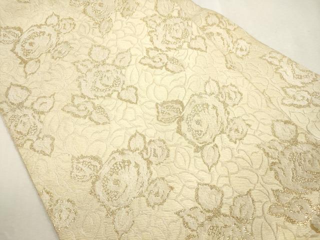 平和屋着物●アンティーク　大正ロマン　全通柄九寸名古屋帯　薔薇　金糸　正絹　逸品　CABI7364dy
