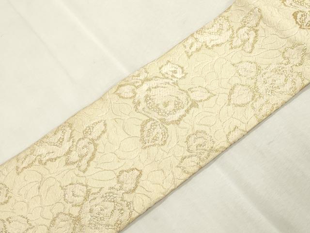 平和屋着物●アンティーク　大正ロマン　全通柄九寸名古屋帯　薔薇　金糸　正絹　逸品　CABI7364dy