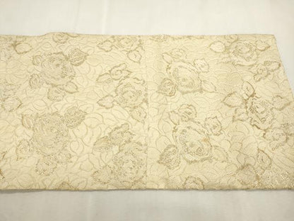 平和屋着物●アンティーク　大正ロマン　全通柄九寸名古屋帯　薔薇　金糸　正絹　逸品　CABI7364dy