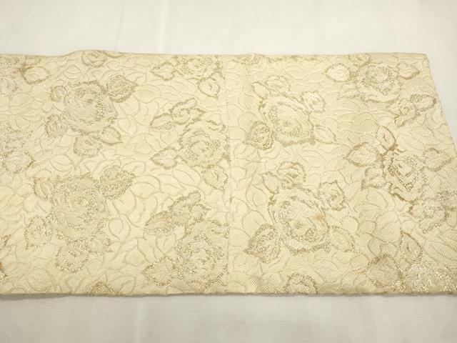平和屋着物●アンティーク　大正ロマン　全通柄九寸名古屋帯　薔薇　金糸　正絹　逸品　CABI7364dy