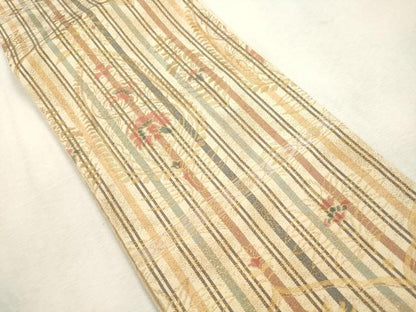 平和屋着物●西陣　半幅帯　更紗ペイズリー　金糸　正絹　逸品　未使用　CABI7368dy