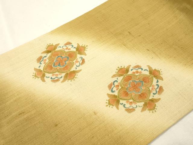 平和屋着物●中国三大刺繍　スワトウ刺繍　総刺繍　つけ帯　紬地　草花文　正絹　逸品　CABI7373dy