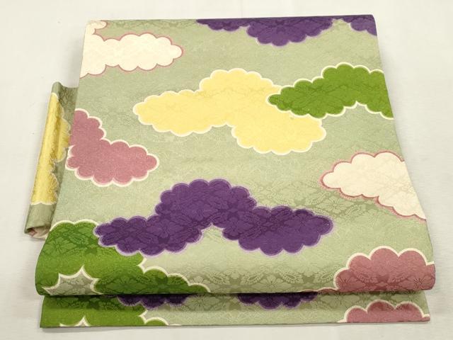 平和屋着物●つけ帯　雲取り文　正絹　逸品　CABI7374dyy