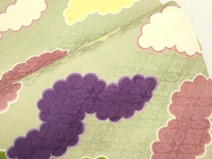 平和屋着物●つけ帯　雲取り文　正絹　逸品　CABI7374dyy