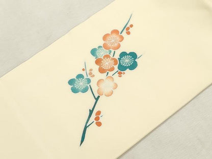 平和屋着物●塩瀬　つけ帯　作家物　花籠文　正絹　逸品　CABI7375dy