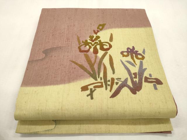 平和屋着物●中国三大刺繍　総相良刺繍　九寸開き名古屋帯　紬地　草花文　正絹　逸品　CABI7378dy