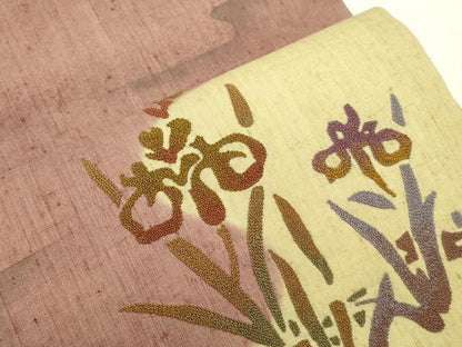平和屋着物●中国三大刺繍　総相良刺繍　九寸開き名古屋帯　紬地　草花文　正絹　逸品　CABI7378dy