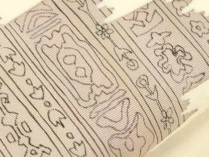 平和屋着物●塩瀬　九寸名古屋帯　手描き　幾何学文　正絹　逸品　CABI7381dy