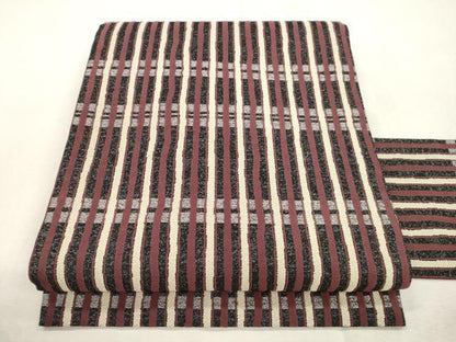平和屋着物●九寸名古屋帯　間道　正絹　逸品　CABI7384dy