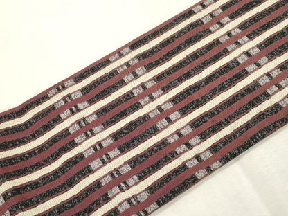 平和屋着物●九寸名古屋帯　間道　正絹　逸品　CABI7384dy