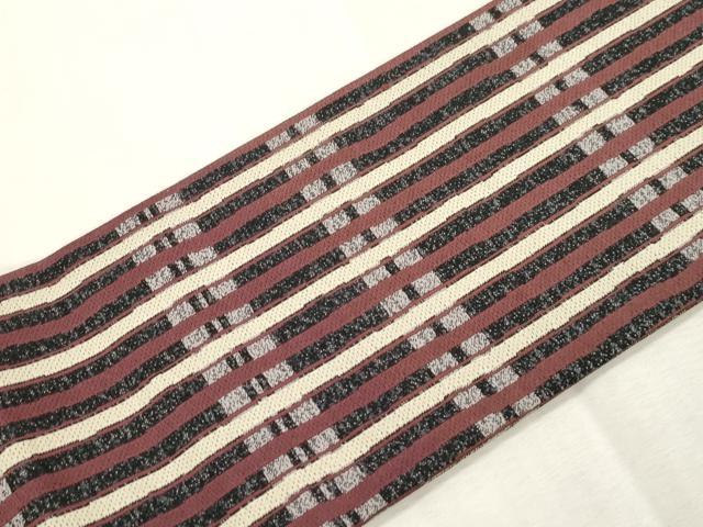 平和屋着物●九寸名古屋帯　間道　正絹　逸品　CABI7384dy