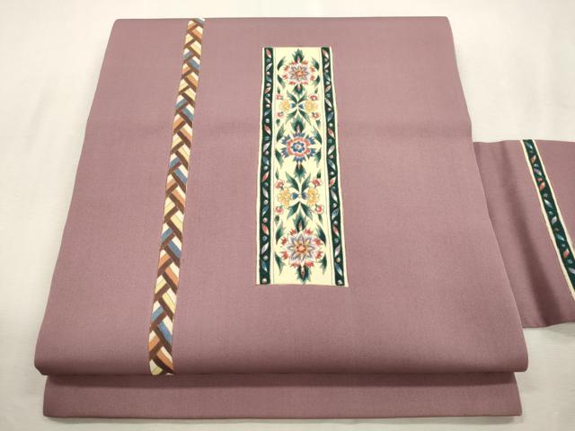 平和屋着物●塩瀬　九寸名古屋帯　作家物　短冊草花文　金彩　正絹　逸品　CABI7389dy