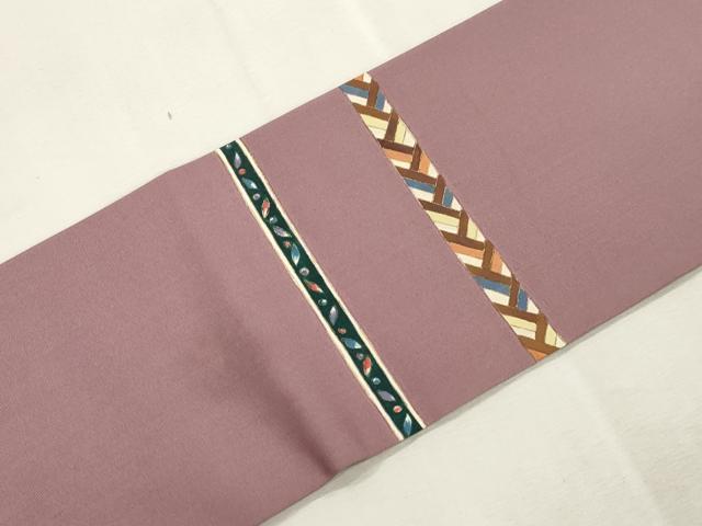 平和屋着物●塩瀬　九寸名古屋帯　作家物　短冊草花文　金彩　正絹　逸品　CABI7389dy